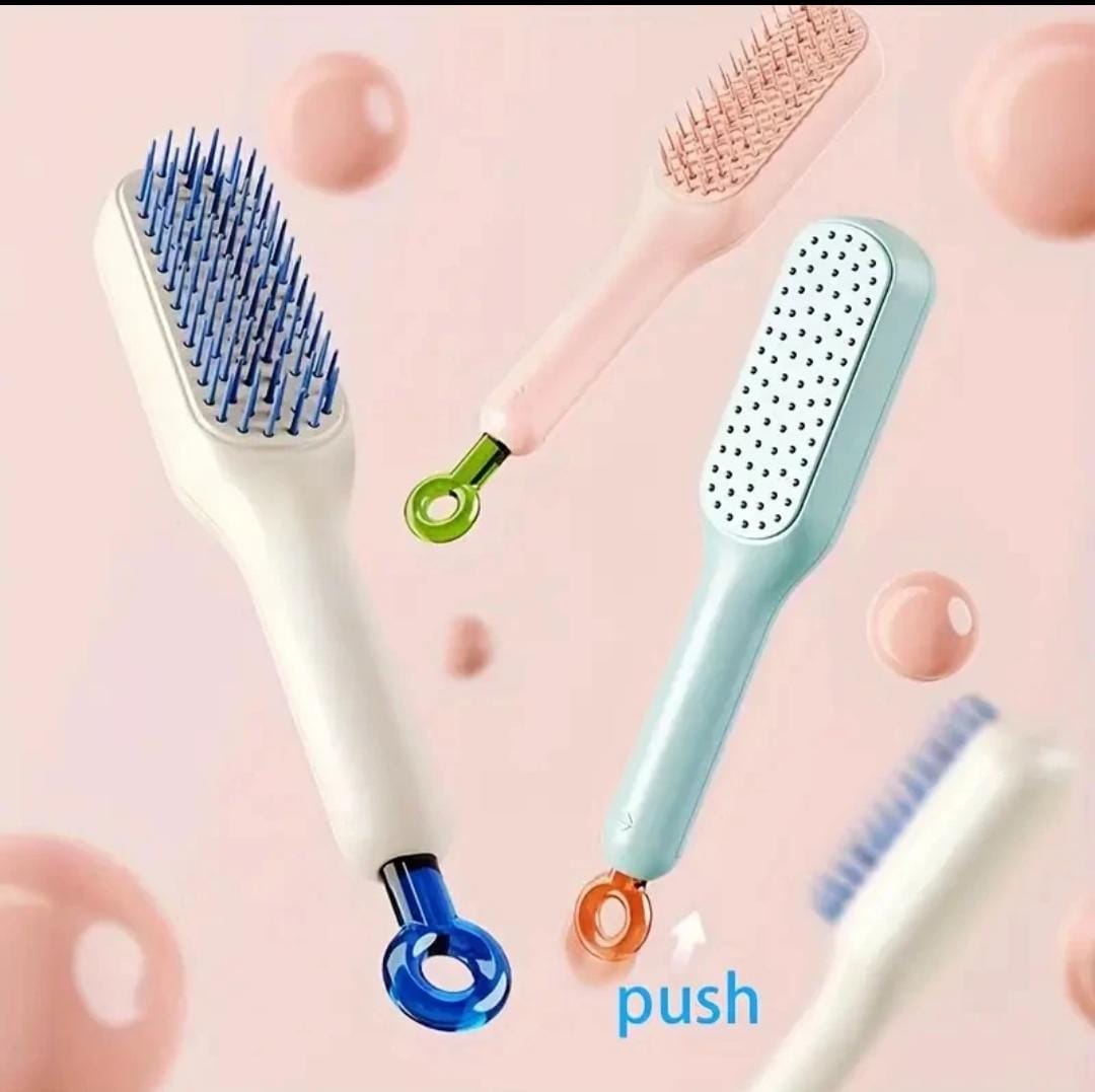 Self Cleaning Magic hair brush, One-click Cleaning Telescopic Hair Comb –   (random Color) ZE Enterprises