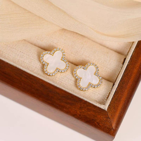 Stainless steel  Flower  zircon studs Earrings ZE Enterprises