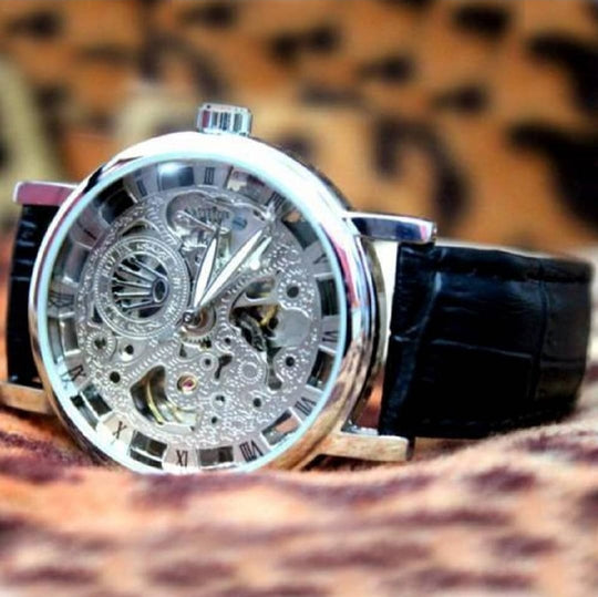 Skeleton watch  Stylish Watch leather strap ZE Enterprises