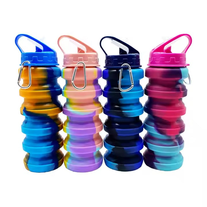 Silicone Collapsible Water Bottles BPA free for gym for girls (random color ) ZE Enterprises