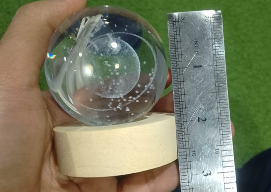 3d Galaxy Solar System Crystal Ball Night Light With Wooden Base ZE Enterprises