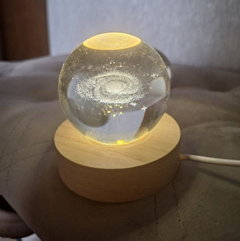 3D Galaxy Space Crystal Ball Night Light with Stand (Warm light) ZE Enterprises