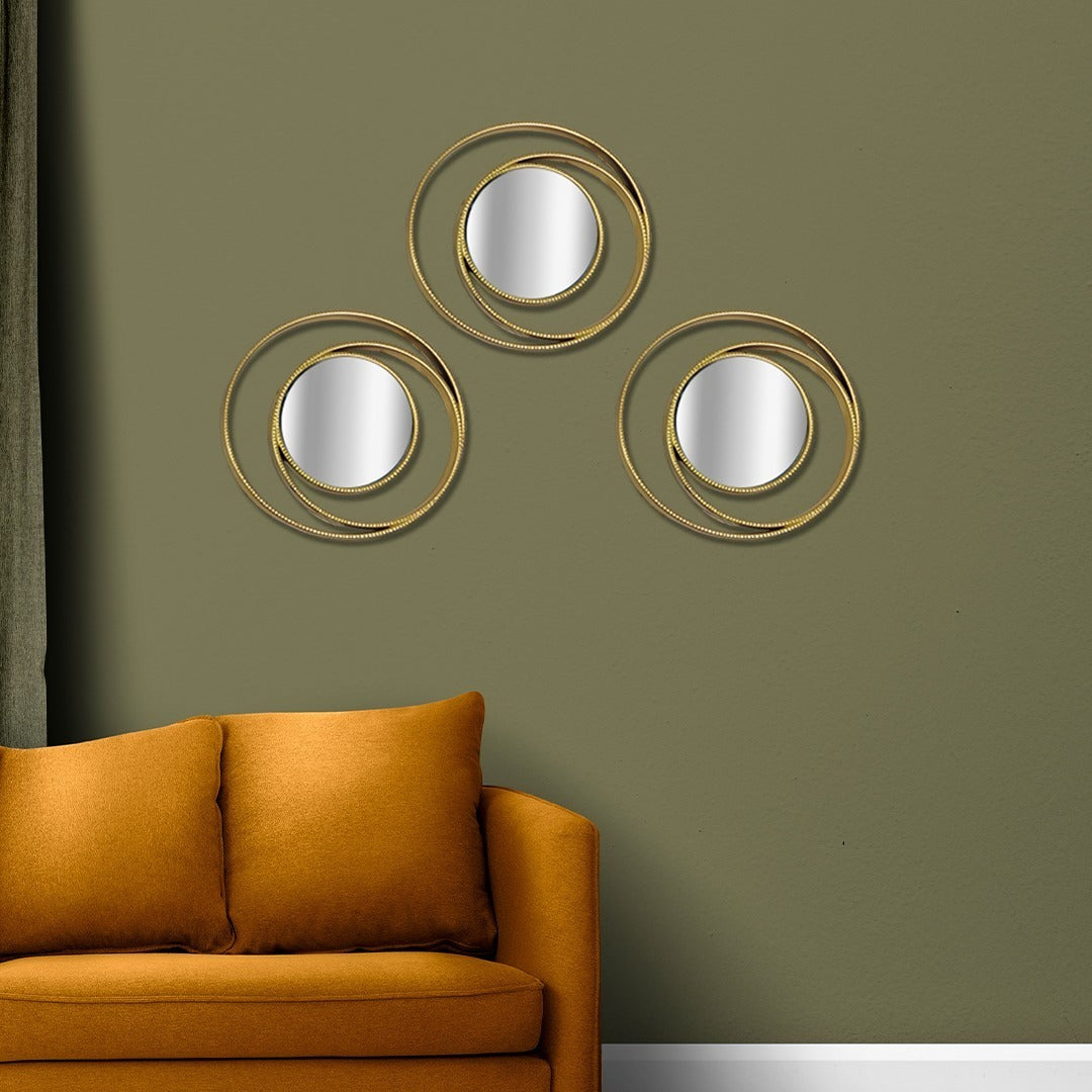 (golden) Trio Mirrors for Decoration /Art Frame Design Mirror Wall Bedroom Vanity Nordic ZE Enterprises