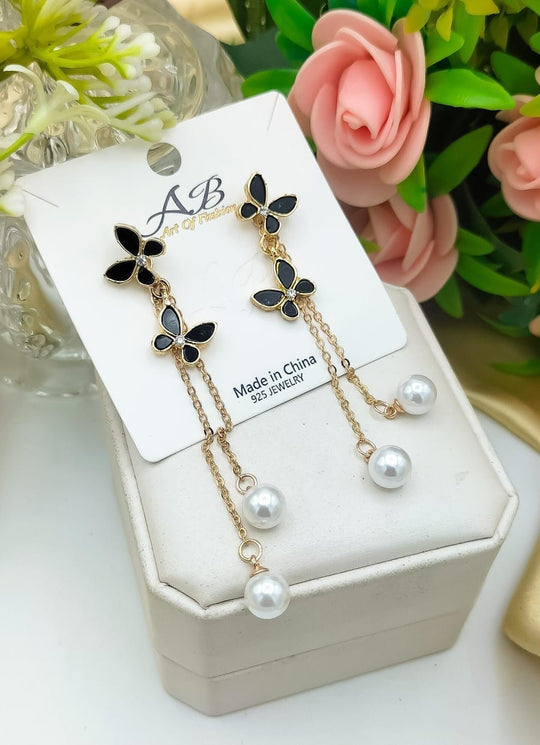 Unique Design Elegant Delicate Pearl Butterfly Tassel Earrings Women Jewelry Wedding Party Fine Gifts ZE Enterprises