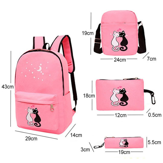 4-Piece School Bag Set/ backpack Children School Bags For Girls Boys Canvas School Bag Fashion Kids ZE Enterprises