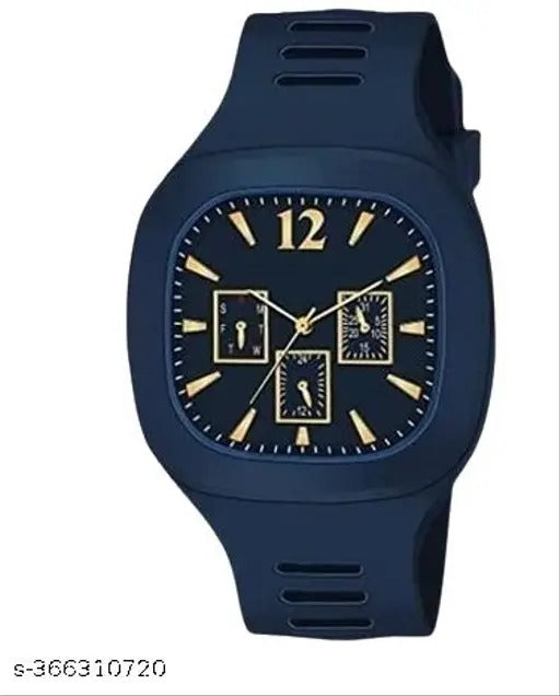 Stylish Black Silicone Strap Watch for Men with Square Dial ZE Enterprises