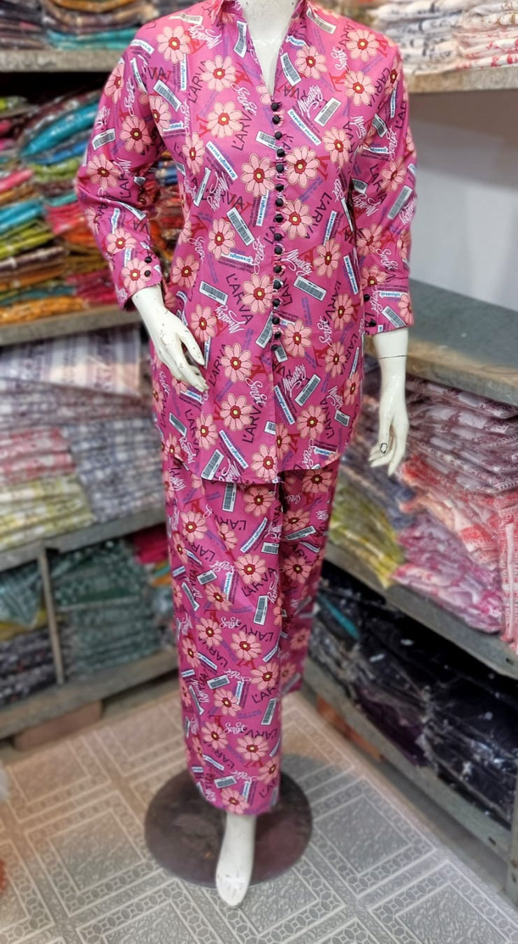 2 Pcs Women's Stitched Printed Shirt And Trouser ZE Enterprises