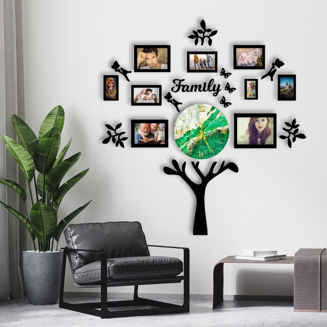 Wooden Wall Family Tree 9 Photos Frame, Modern  DIY Design Decoration For Home ZE Enterprises