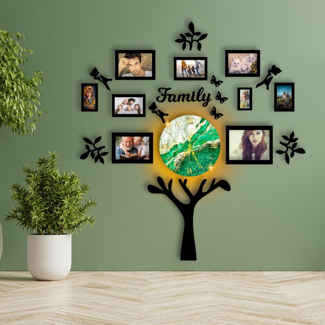 Wooden Wall Family Tree 9 Photos Frame, Modern  DIY Design Decoration For Home ZE Enterprises