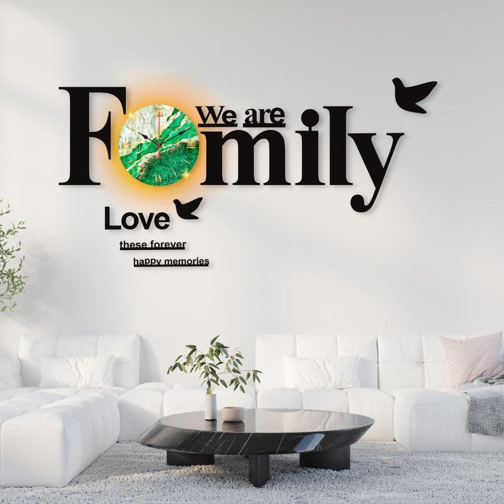 We Are Family with Birds Wall Clock Design Decoration For Home ZE Enterprises