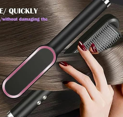 2-in-1  Hair Straightener Iron Brush Straight Hair Comb Curling Professional Styling Brush   For Women (Random Color) ZE Enterprises