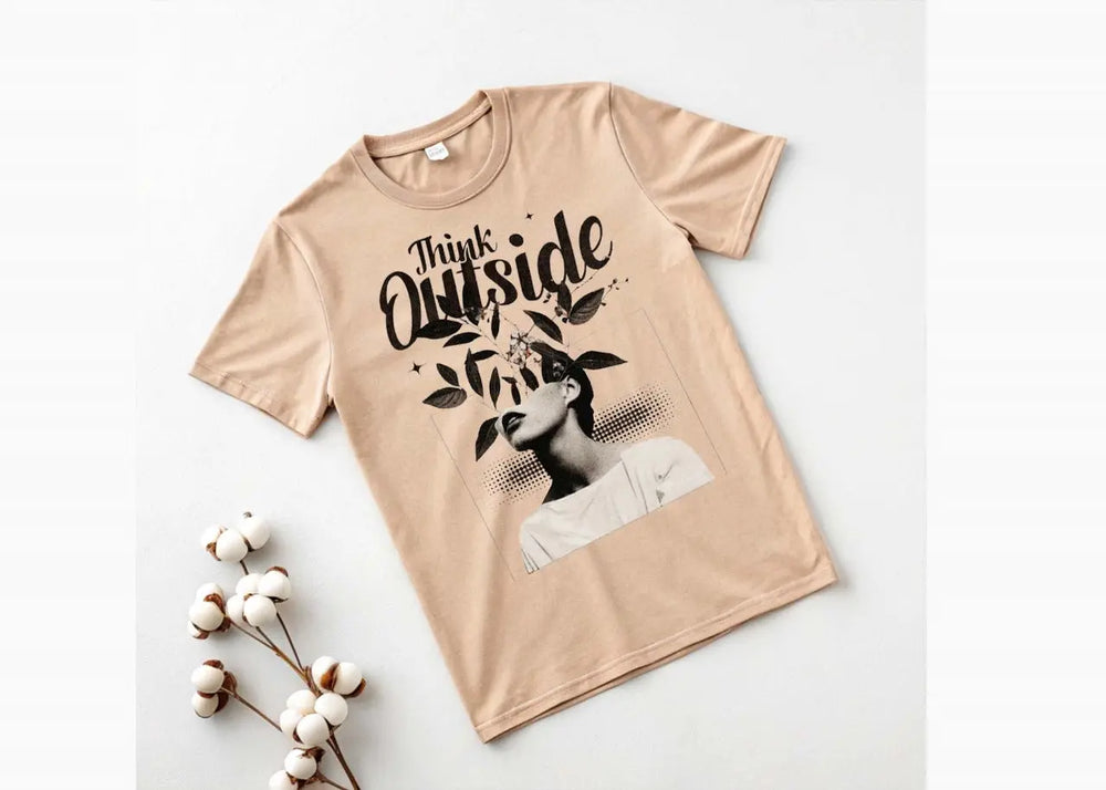 Think Outside Written Half Sleeves Trendy Designs Premium T-Shirts ZE Enterprises