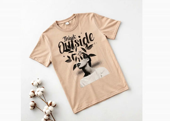 Think Outside Written Half Sleeves Trendy Designs Premium T-Shirts ZE Enterprises