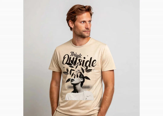 Think Outside Written Half Sleeves Trendy Designs Premium T-Shirts ZE Enterprises