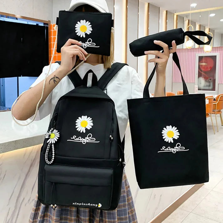 4-Piece School Bag Set Daisy Flower  Backpack Set Stylish &amp; Practical new arrival 2024 ZE Enterprises