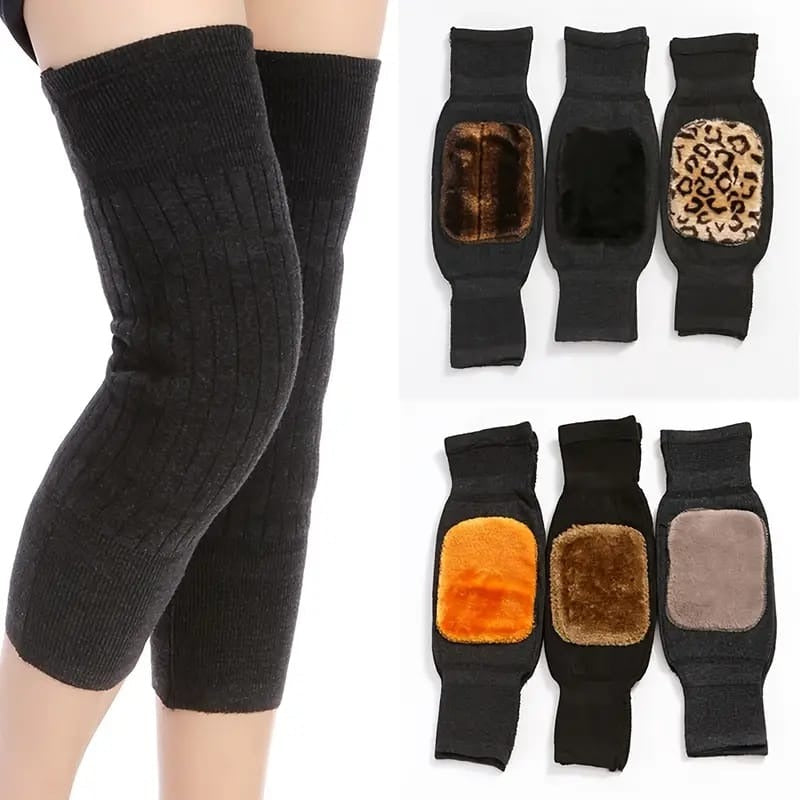 (pair)Unisex Women Men’s Cashmere Wool Knee Brace Pads | Winter Warm Thermal Knee Warmers Velvet Knee Protector (random color) ZE Enterprises