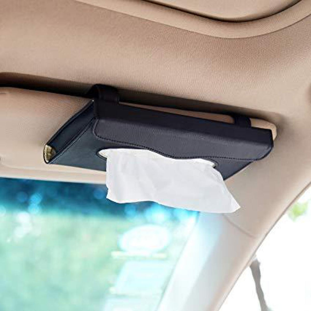 1PC Tissue Box PU Leather Car Sun Visor Hanging Holder Car Tissue Boxes Auto Interior Storage Decoration Accessories ZE Enterprises