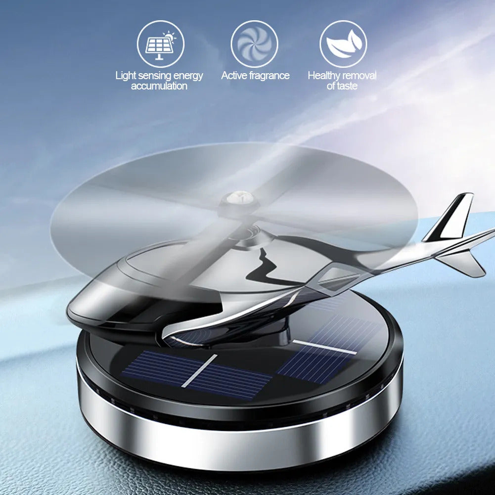 SILVER Color Car Aroma Diffuser Air Freshener Solar Power Car Dashboard Helicopter With Refill Perfume ZE Enterprises