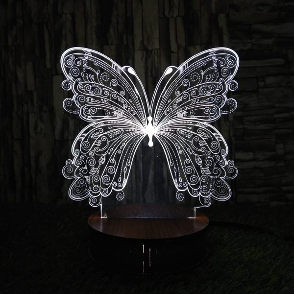 3D Butterfly Illusion Lamp – Beautiful Night Lamp, Decorative Piece, and Unique Gift ZE Enterprises