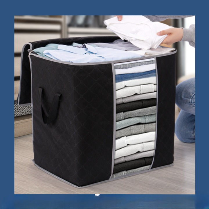 110 GSM Foldable Zipper Storage Bag Fabric Organiser with Reinforced Handles (Random Color) ZE Enterprises