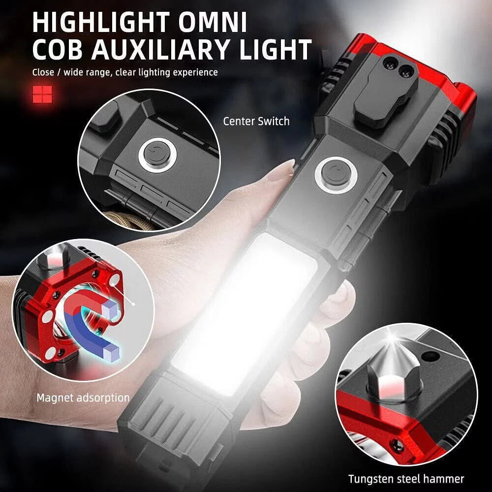 Versatile High-Power LED Flashlight: Rechargeable and Multifunctional for Your Lighting Needs ZE Enterprises