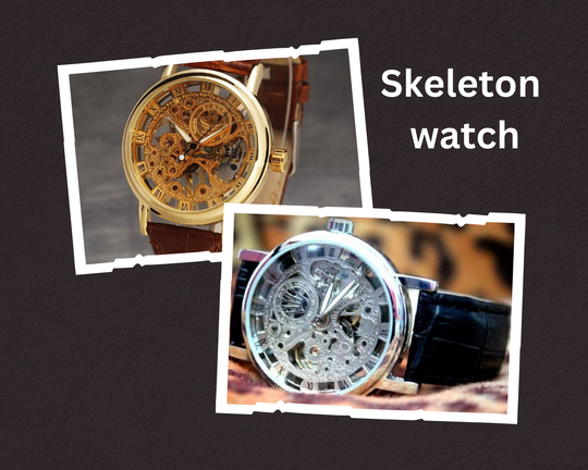 Skeleton watch  Stylish Watch leather strap ZE Enterprises