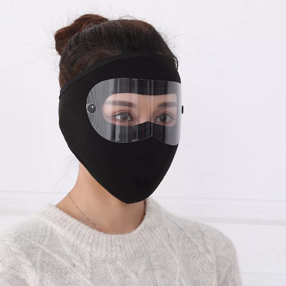 Windproof Anti Dust Full Face Masks Cycling Ski Breathable Masks Eye HD Anti Fog Goggles Hood Cover Winter Warm Hat Caps (black color) ZE Enterprises