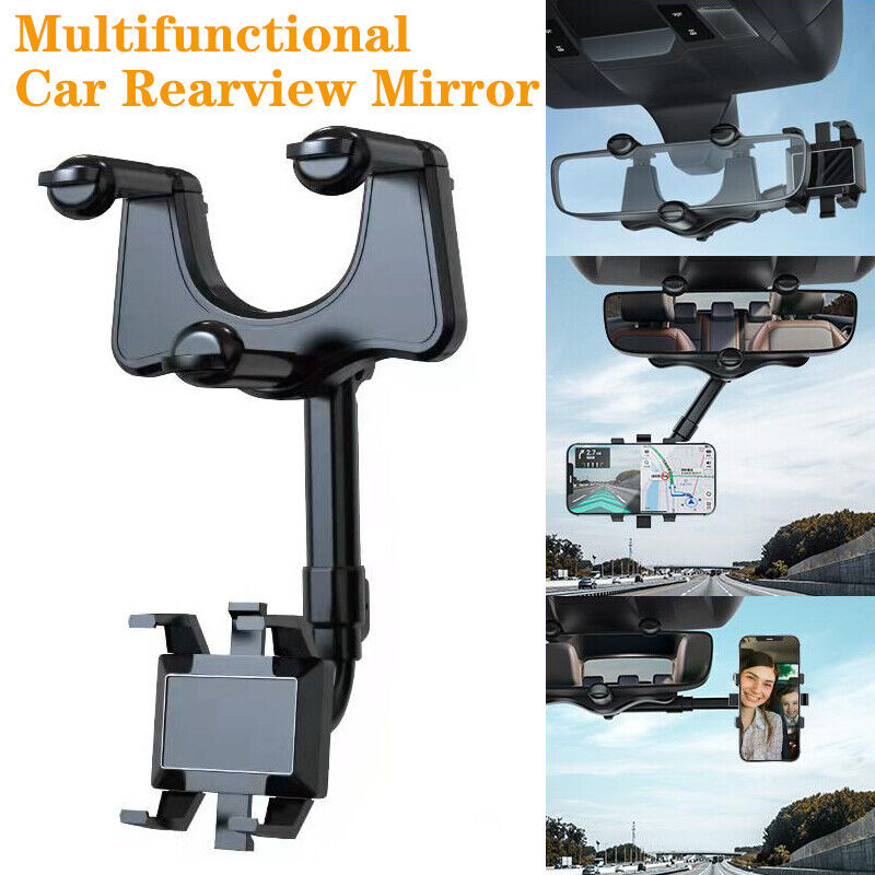 Spin Mirror Mobile Holder | Rearview Mirror Phone Holder for Car Multifunctional 360° Rotatable Retractable Car Phone Holder Mount,Universal Cell Phone Holder Fit All Car and Phone ZE Enterprises