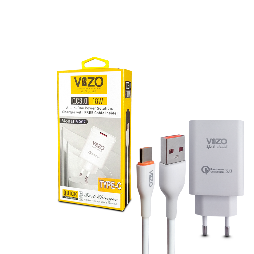 VIZO V007 Type C 18W Fast Charging 1 USB Port | Android Mobile Phone Charging Adapter ZE Enterprises